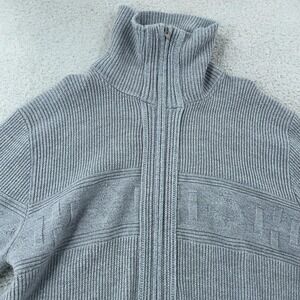 Vintage ClipperMist Sweater Mens Medium Gray Full Zip Ribbed Knit Pockets‎ USA